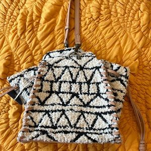 Boho black and white cross body purse